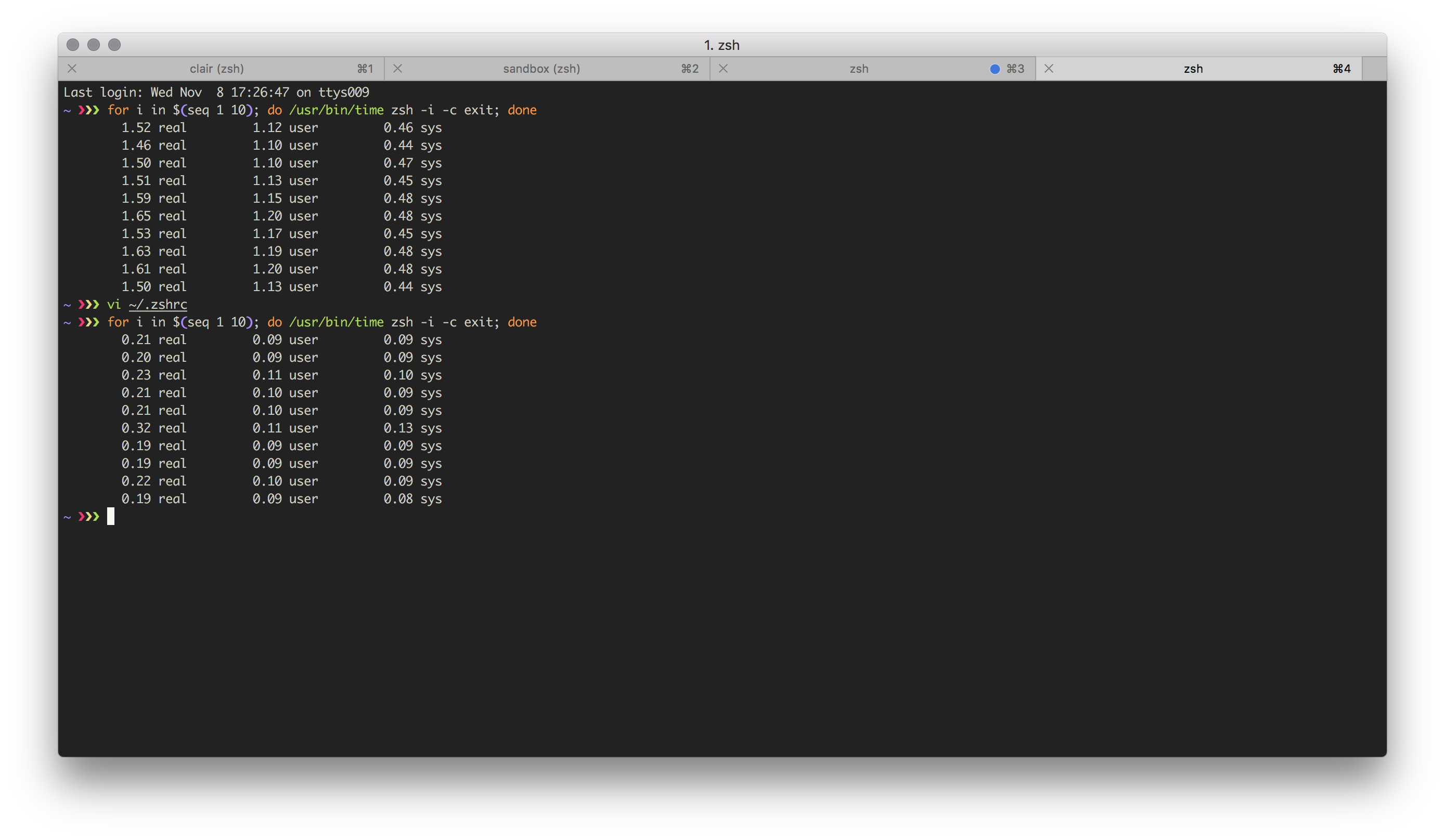 zsh benchmark